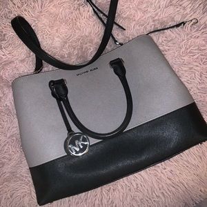 Michael Kors Gray & Black Savannah Satchel
